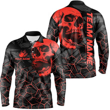 Load image into Gallery viewer, Black Skull camo bowling shirt for men custom bowling team jerseys, gifts for bowlers | Red NQS7716