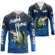 Load image into Gallery viewer, Blue camo Crappie fishing Custom performance long sleeve team Crappie fishing tournament shirts NQS7717