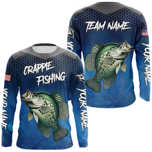 Load image into Gallery viewer, Blue camo Crappie fishing Custom performance long sleeve team Crappie fishing tournament shirts NQS7717