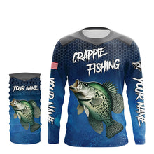 Load image into Gallery viewer, Blue camo Crappie fishing Custom performance long sleeve team Crappie fishing tournament shirts NQS7717