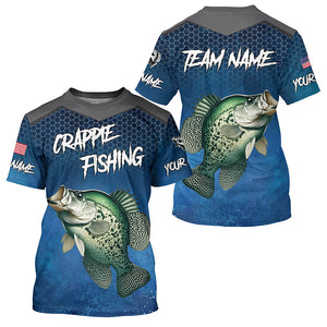 Blue camo Crappie fishing Custom performance long sleeve team Crappie fishing tournament shirts NQS7717