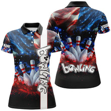 Load image into Gallery viewer, American flag bowling shirts for women custom ladies bowling team jerseys, patriotic gifts for bowlers NQS7721
