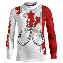 Load image into Gallery viewer, Canadian flag Fishing Fish Hook UV protection custom long sleeves shirts Patriotic fishing apparel NQS7973