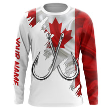 Load image into Gallery viewer, Canadian flag Fishing Fish Hook UV protection custom long sleeves shirts Patriotic fishing apparel NQS7973