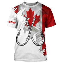 Load image into Gallery viewer, Canadian flag Fishing Fish Hook UV protection custom long sleeves shirts Patriotic fishing apparel NQS7973