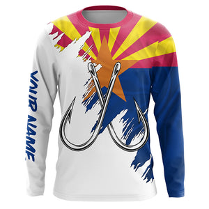 Arizona flag AZ Fishing Fish Hook UV protection custom long sleeve shirts Patriotic fishing apparel NQS7975