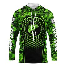 Load image into Gallery viewer, Bass Fishing green camouflage sun protection Custom name long sleeve fishing shirt for men, women, Kid NQS4254