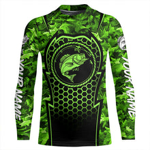 Load image into Gallery viewer, Bass Fishing green camouflage sun protection Custom name long sleeve fishing shirt for men, women, Kid NQS4254