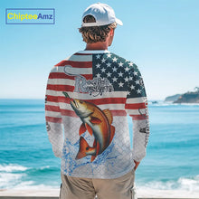 Load image into Gallery viewer, American Flag Redfish Puppy Drum Fishing Custom Redfish Fishing tournament Shirt patriotic jersey NQS10982