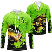 Load image into Gallery viewer, Personalized Walleye fishing Performance long sleeve Fishing Shirts, Walleye fishing jerseys | Green NQS6941