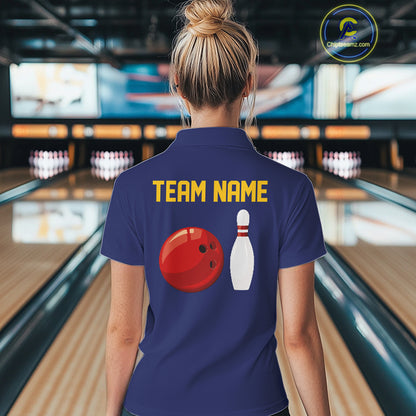 Personalized Yellow and Blue Retro Bowling Shirts For Women custom vintage bowling team jerseys NQS11165