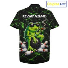 Load image into Gallery viewer, Black &amp; Green Funny Frog Bowling Hawaiian Shirt Custom Team Frog Bowling League Jersey NQS11583