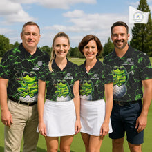 Load image into Gallery viewer, Black &amp; Green Funny Frog Golf Polo shirts for men Custom Frog team golf shirts, men's golf clothes NQS11584