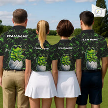 Load image into Gallery viewer, Black &amp; Green Funny Frog Golf Polo shirts for men Custom Frog team golf shirts, men's golf clothes NQS11584