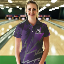 Load image into Gallery viewer, Purple Lightning Thunder Storm Team bowling shirts for women custom bowling Polo, Quarter zip jerseys NQS9625