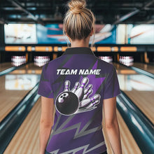 Load image into Gallery viewer, Purple Lightning Thunder Storm Team bowling shirts for women custom bowling Polo, Quarter zip jerseys NQS9625
