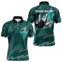 Load image into Gallery viewer, Cyan Blue Lightning Thunder Storm Team bowling shirts for Men custom bowling Polo, Quarter zip jerseys NQS9626