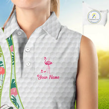 Load image into Gallery viewer, Funny Pink Flamingo Sleeveless Golf polo shirt custom tropical monstera leaf pattern golf shirts NQS11713