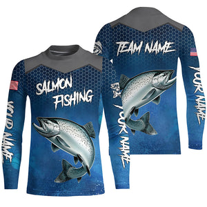 Blue camo Chinook Salmon fishing Custom performance long sleeve team Salmon fishing tournament shirts NQS7727