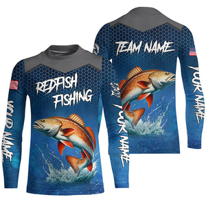 Blue camo Redfish fishing Custom performance long sleeve team Red Drum fishing tournament shirts NQS7728