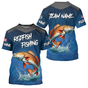 Blue camo Redfish fishing Custom performance long sleeve team Red Drum fishing tournament shirts NQS7728