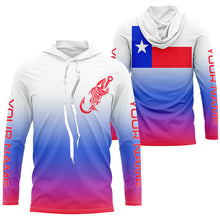 Load image into Gallery viewer, Red, white and blue Texas flag fish hook skull fishing Custom long sleeve performance Fishing jerseys NQS6060