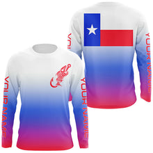 Load image into Gallery viewer, Red, white and blue Texas flag fish hook skull fishing Custom long sleeve performance Fishing jerseys NQS6060