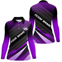 Load image into Gallery viewer, Purple Bowling Custom Women Bowling Polo, Quarter zip Shirts Bowling Team Jerseys Bowling Tournament NQS8409