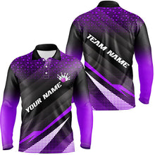 Load image into Gallery viewer, Purple Bowling Custom Men Bowling Polo, Quarter zip Shirts Bowling Team Jerseys Bowling Tournament NQS8409