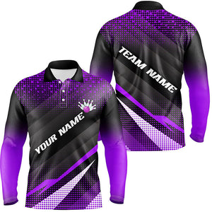 Purple Bowling Custom Men Bowling Polo, Quarter zip Shirts Bowling Team Jerseys Bowling Tournament NQS8409