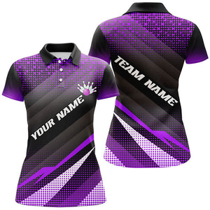 Purple Bowling Custom Women Bowling Polo, Quarter zip Shirts Bowling Team Jerseys Bowling Tournament NQS8409