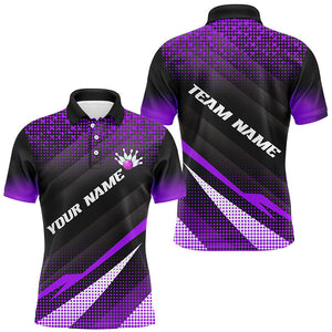 Purple Bowling Custom Men Bowling Polo, Quarter zip Shirts Bowling Team Jerseys Bowling Tournament NQS8409