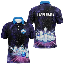 Load image into Gallery viewer, Purple Galaxy Bowling Polo, Quarter Zip Shirt For Men Custom Team Bowling Jerseys, Gift For Bowler NQS8615