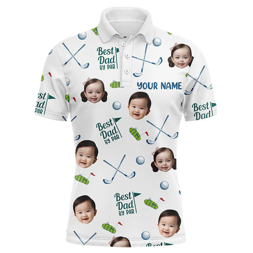 Personalized Best Dad By Par Polo Shirt, Custom Kids Face Photo Polo Shirt For Dad, Father's Day Gift NQS8617