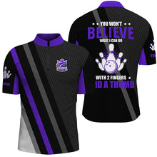 Load image into Gallery viewer, Purple &amp; black Mens bowling shirts Custom you won&#39;t believe what I can do with 2 fingers and a thumb NQS8839