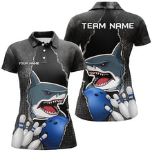 Load image into Gallery viewer, Shark grunge pattern Custom Women Bowling Polo, Quarter Zip Shirts Shark Bowling Team Jerseys Outfits NQS8841