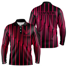 Load image into Gallery viewer, Black and Pink neon lights pattern Bowling Polo, Quarter Zip Shirt For Men Custom Team Bowling Jersey NQS9106