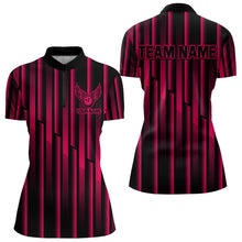 Load image into Gallery viewer, Black and Pink neon light pattern Bowling Polo, Quarter Zip Shirt For Women Custom Team Bowling Jersey NQS9106