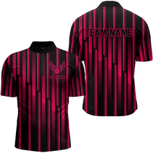 Load image into Gallery viewer, Black and Pink neon lights pattern Bowling Polo, Quarter Zip Shirt For Men Custom Team Bowling Jersey NQS9106