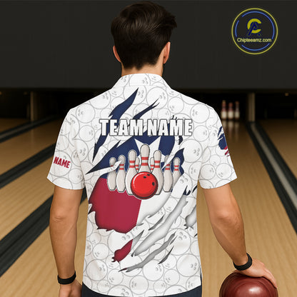 Personalized Texas Flag Camo Bowling Hawaiian Shirt Custom patriotic Texas Bowling Team Jerseys NQS11173