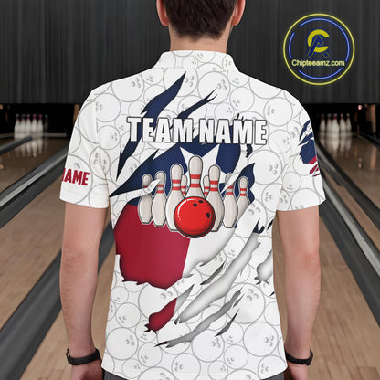 Personalized Texas Flag Camo Bowling Shirts For Men Custom patriotic Texas Bowling Team Jerseys NQS11173