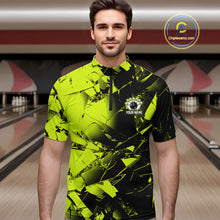 Load image into Gallery viewer, Custom Broken Glass Black and Green Neon Bowling Shirts For Men, Bowling Team League Jerseys NQS11174