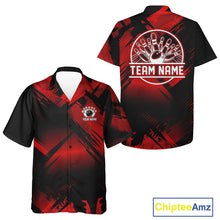 Load image into Gallery viewer, Black and Red Camo Bowling Hawaiian Shirt Custom Bowling Team League Button up shirt NQS11175