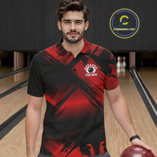 Load image into Gallery viewer, Black and Red Camo Bowling Polo, 1/4 zip Shirts For Men Custom Bowling Team League Jerseys NQS11175