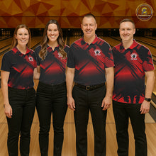 Load image into Gallery viewer, Black and Red Camo Bowling Polo, 1/4 zip Shirts For Women Custom Bowling Team League Jerseys NQS11175