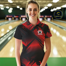 Load image into Gallery viewer, Black and Red Camo Bowling Polo, 1/4 zip Shirts For Women Custom Bowling Team League Jerseys NQS11175