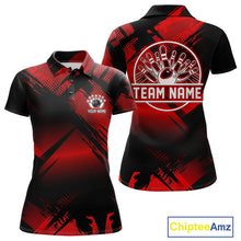 Load image into Gallery viewer, Black and Red Camo Bowling Polo, 1/4 zip Shirts For Women Custom Bowling Team League Jerseys NQS11175