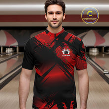 Load image into Gallery viewer, Black and Red Camo Bowling Polo, 1/4 zip Shirts For Men Custom Bowling Team League Jerseys NQS11175