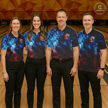 Smoke American Flag Eagle Bowling Shirts For Men Custom patriotic Bowling Team Polo, 1/4 zip Jerseys NQS11179