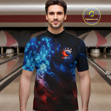 Load image into Gallery viewer, Smoke American Flag Eagle Bowling Shirts For Men Custom patriotic Bowling Team Polo, 1/4 zip Jerseys NQS11179